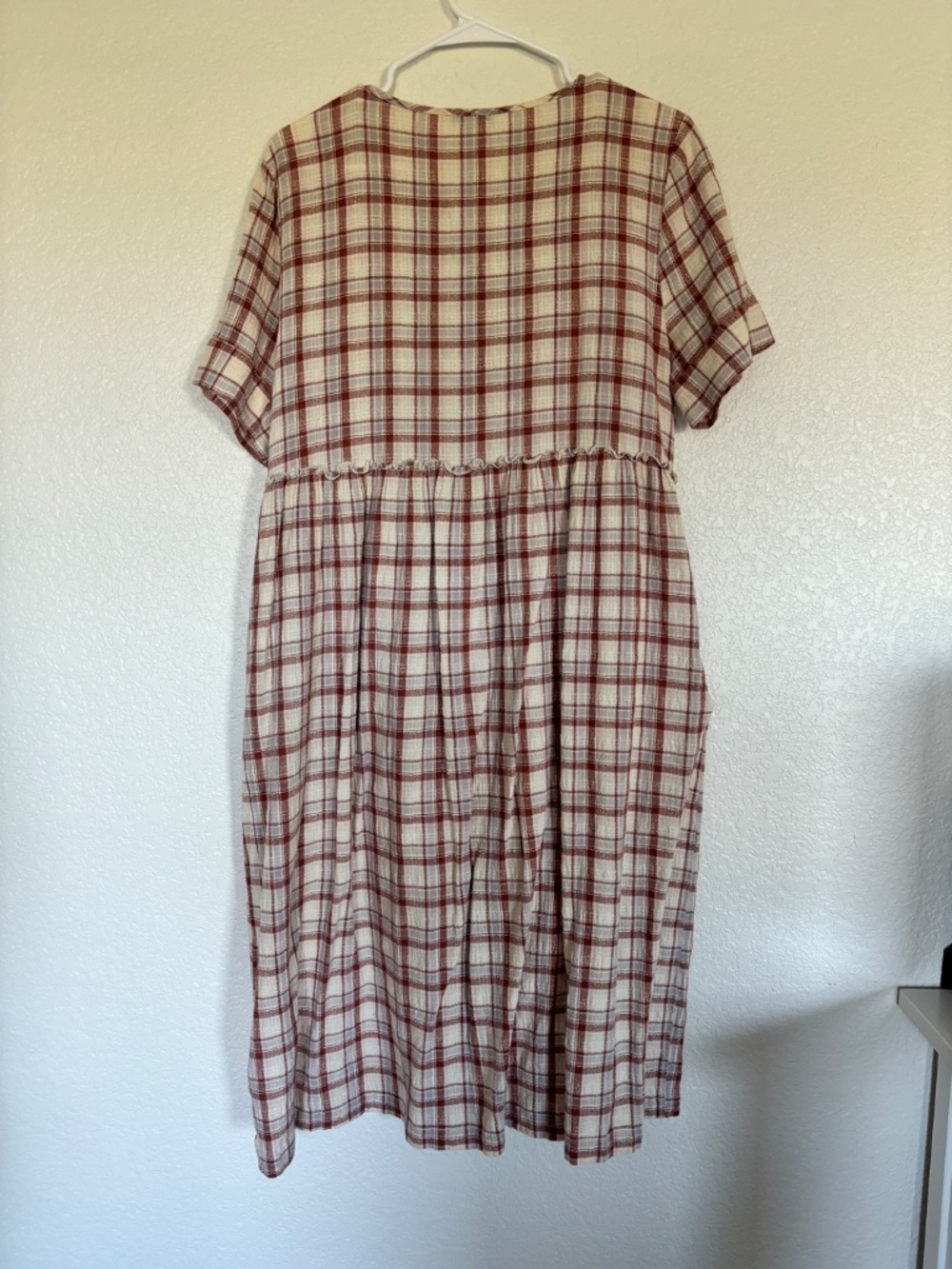 Madewell Plaid Button Front Cotton Gauze Midi Dress Size Large - Picture 6 of 6